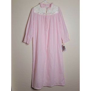 Women’s Vintage Diedre Size M Pink and White Pull Over Night Gown NOS With Tags